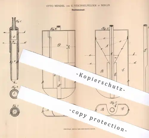 original Patent - Otto Mendel und E. Weichselfelder , Berlin , 1880 , Rauchnecessair | Zigarren , Zigaretten , Tabak !!