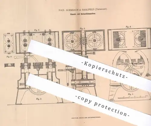 original Patent - Paul Auerbach , Saalfeld , Thüringen , 1880 , Stauch- und Schweißmaschine | Schweißen , Metall !!!