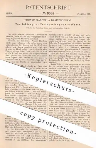 original Patent - Eduard Raeger , Braunschweig , Verkapselung von Flaschen | Verschluss , Flasche , Kapsel , Korken !!!