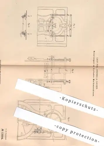 original Patent - Leop. Phil. Hemmer , Aachen , 1880 , Zylinder - Walkmaschine | Waschmaschine , Waschen , Wäsche