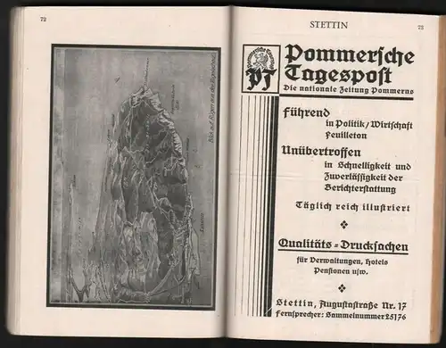 Dampfschiff - Fahrplan , 1929 , 144 Seiten, mit Faltplan , viel Reklame , Mecklenburg / Pommern , Stettin , Zinnowitz ..