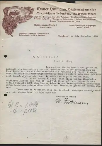 F.W. Kessler in Suhl , 1938 , Waffen , Herstellung , Jagd , Militär Dokument !!