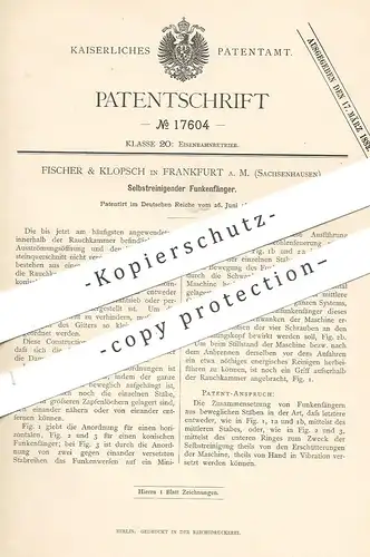 original Patent - Fischer & Klopsch , Frankfurt Main / Sachsenhausen 1881 | Selbstreinigender Funkenfänger | Schornstein