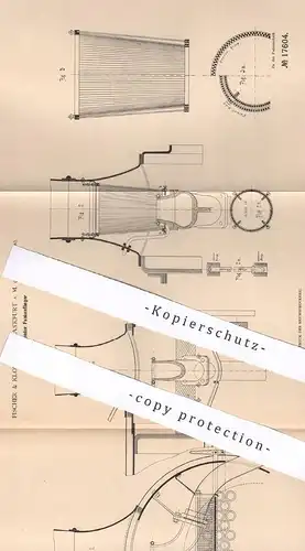 original Patent - Fischer & Klopsch , Frankfurt Main / Sachsenhausen 1881 | Selbstreinigender Funkenfänger | Schornstein