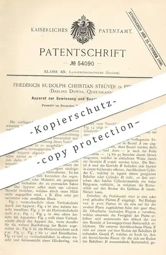original Patent - Friederich Rudolph Christian Strüver , Pine Creek , Darling Downs , Queensland , 1890 , Butter | Sahne