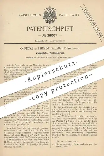 original Patent - O. Recke , Rheydt / Düsseldorf , 1885 , Zwangläufige Ventilsteuerung | Dampfmaschinen , Dampfmaschine