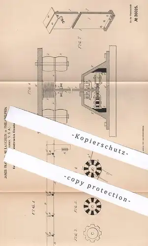 original Patent - James Francis Mc Laughlin , Philadelphia , Pennsylvania , USA , 1885 , Kontaktrad an elektr. Eisenbahn