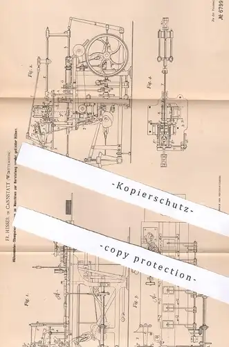 original Patent - Fr. Hesser , Cannstatt / Stuttgart , 1892 , Hülsenboden - Stempel zur Herst. von Papier Hülsen | Pappe