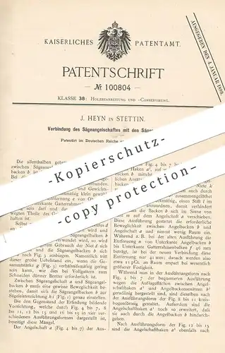 original Patent - J. Heyn , Stettin , 1898 , Verbindung von Sägeangelschaft mit Sägeangelbacke | Säge , Gatter , Holz !!