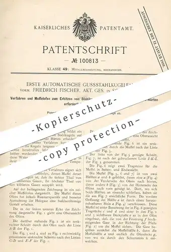 original Patent - Erste Automatische Gussstahlkugelfabrik vorm. Friedrich Fischer AG , Schweinfurt | 1898 | Muffelofen