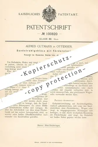 original Patent - Alfred Gutmann , Hamburg / Ottensen , 1897 , Sandstrahlgebläse mit Fördereinrichtung | Gebläse , Glas