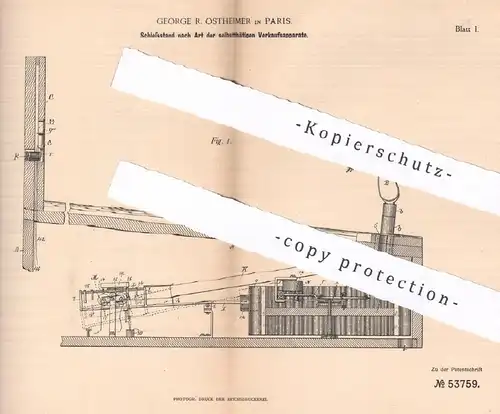 original Patent - George R. Ostheimer , Paris , Frankreich , 1890 , Schießstand - ähnlich Automat | Sport , Schießen !!!