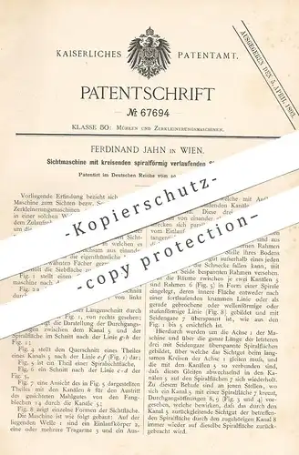 original Patent - Ferdinand Jahn , Wien , Österreich , 1892 , Sichtmaschine | Mühle , Mühlen , Walze , Walzwerk , Müller