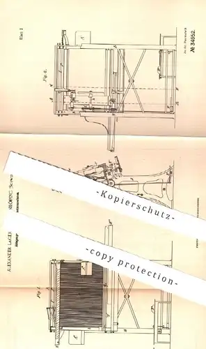 original Patent - Alexander Lagerman , Jönköping , Schweden , 1885 , Ablageapparat an Typensetzmaschine | Setzer , Druck