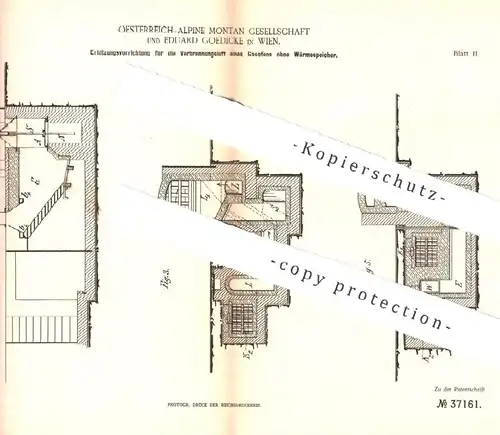 original Patent - Oesterreich Alpine Montan Gesellschaft & Eduard Goedicke , Wien  Österreich | Luft im Gasofen erhitzen