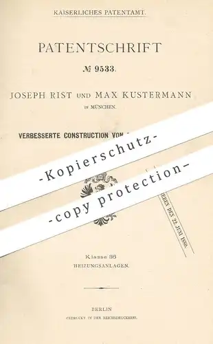 original Patent - Joseph Rist , Max Kustermann , München , 1879 , Regulierfüllofen | Füllofen , Ofen , Öfen , Ofenbauer