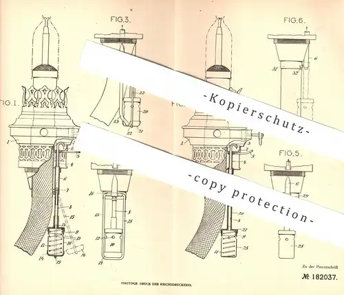 original Patent - J. Hirschhorn , Berlin , 1905 , Pumpe für Brennstoff für Spritus - Glühlichtlampen | Brenner , Lampe