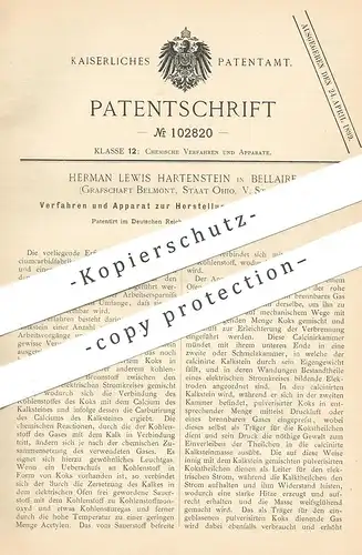 original Patent - Herman Lewis Hartenstein , Bellaire , Belmont , Ohio , USA , 1897 , Herstellung von Calciumcarbid !!!
