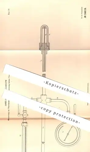 original Patent - James Murrie , Glasgow , England , 1885 , Thermometer für hohe Temperaturen | Quecksilber !!!