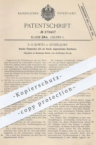 original Patent - R. O. Kewitz , Düsseldorf , 1911 , Runder Flammofen mit Heizdüsen | Ofen , Ofenbauer , Glühofen | Öfen