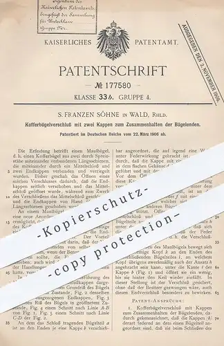 original Patent - S. Franzen Söhne , Wald / Rheinland , 1906 , Koffer - Bügelverschluss | Tasche | Schloss !!!