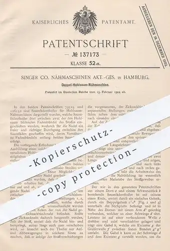original Patent - Singer & Co. Nähmaschinen AG , Hamburg , 1902 , Doppel - Hohlsaum - Nähmaschine | Schneider , Nähen !!