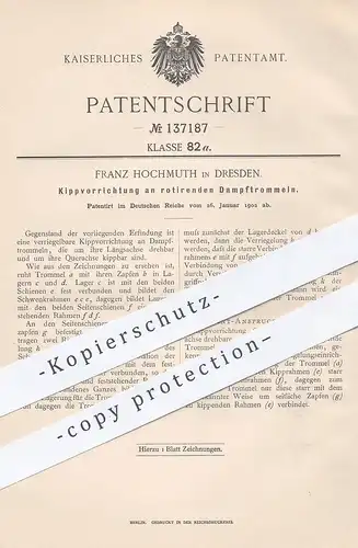 original Patent - Franz Hochmuth , Dresden , 1902 , Kippvorrichtung an rotierender Dampftrommel !!!