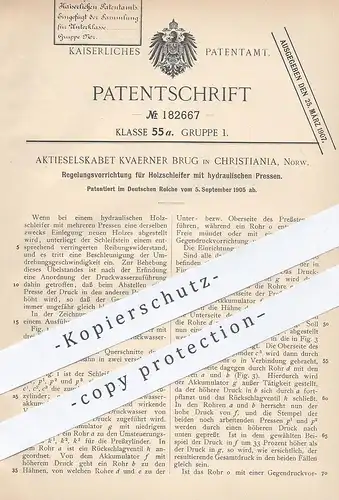 original Patent - Aktieselskabet Kvaerner Brug , Christiania , Norwegen  1905 , Holzschleifer mit hydraul. Presse | Holz