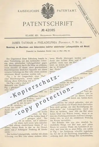 original Patent - James Tatham , Philadelphia , USA , Überziehen isolierter elektrischer Drähte mit Metall | Strom Kabel