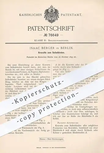 original Patent - Isaac Berger , Berlin , 1893 , Kravatte zum Selbstbinden | Krawatte , Krawatten | Mode , Schneider !!!
