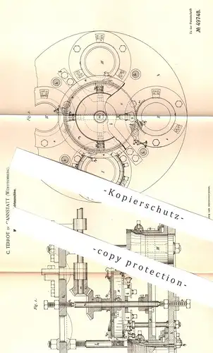 original Patent - C. Terrot , Cannstatt / Stuttgart , 1889 , Mehrfache Rundwirkmaschine | Wirkmaschine , Weben , Gewebe