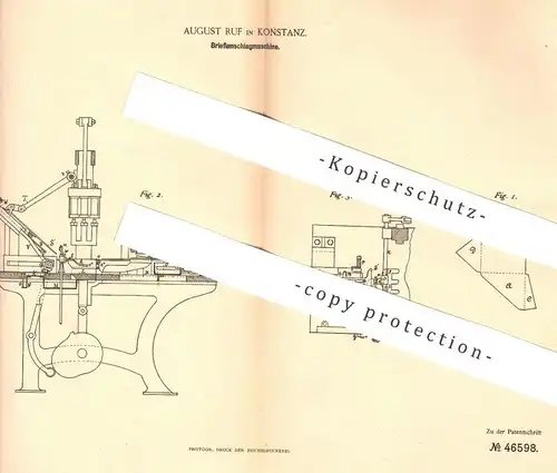 original Patent - August Ruf , Konstanz , 1888 , Briefumschlagmaschine |  Briefumschlag | Brief , Kuvert , Papier !!!