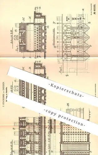 original Patent - F. Stroehmer , Dresden , 1888 , Koksofen | Koksöfen , Koks - Ofen , Öfen , Ofenbauer , Feuerung !!