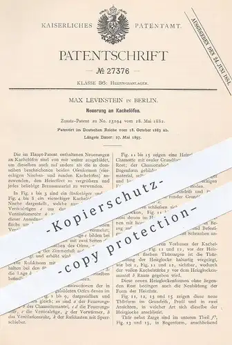original Patent - Max Levinstein , Berlin , 1883 , Kachelofen , Kachelöfen | Ofen , Öfen , Ofenbauer , Kachheln !!!
