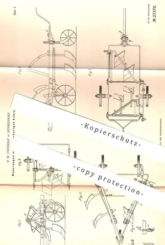 original Patent - F. W. Unterilp , Düsseldorf , 1883 , mehrscharige Kehrpflüge | Pflug , Pflüge , Landwirtschaft !!!