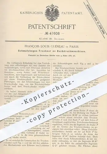 original Patent - François Louis Guéneau , Paris , Frankreich , 1887 , Schmutzbogen - Trockner an Buchdruck - Maschinen