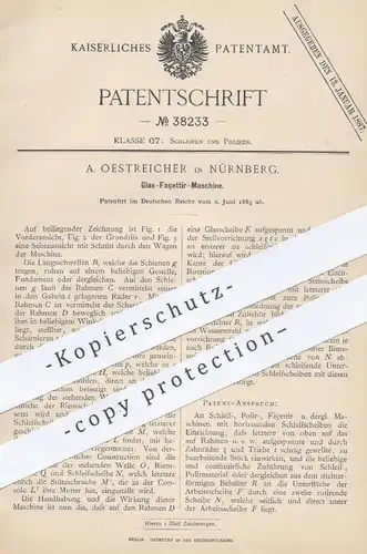 original Patent - A. Oestreicher , Nürnberg , 1885 , Glas Façettier - Maschine | Glas Façettieren , Schleifen , Polieren