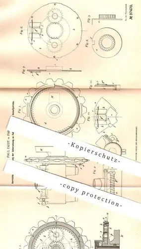 original Patent - Paul Faidy , Paris , 1896 , Übersetzung am Fahrrad per Umlaufgetriebe | Fahrräder , Kupplung !!