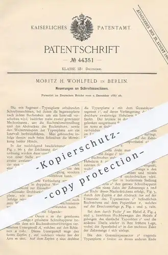 original Patent - Moritz H. Wohlfeld , Berlin  1887 , Schreibmaschine | Schreibmaschinen , Druck , Druckerei , Buchdruck