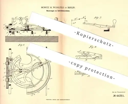 original Patent - Moritz H. Wohlfeld , Berlin  1887 , Schreibmaschine | Schreibmaschinen , Druck , Druckerei , Buchdruck