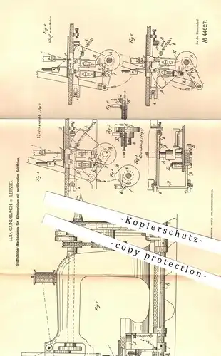 original Patent - Lud. Gundelach , Leipzig , 1888 , Stoffschieber - Mechanismus für Nähmaschinen | Nähmaschine , Nähen