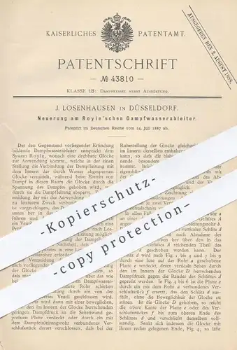 original Patent - J. Losenhausen , Düsseldorf , 1887 , Dampfwasserableiter von Royle | Dampfkessel , Kessel !!
