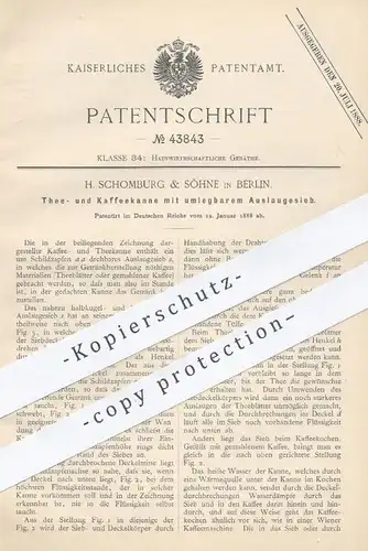 original Patent - H. Schomburg & Söhne , Berlin , 1888 , Teekanne , Kaffeekanne | Kanne für Tee , Kaffee | Kannen !!!
