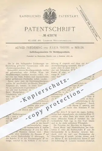 original Patent - Alfred Friedeberg , Julius Treitel , Berlin , 1887 , Entfettung für Metall | Polieren , Schleifen !!