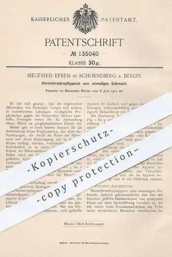 original Patent - Siegfried Efrem , Berlin  Schöneberg , 1901 , Harnröhrentropfautomat | Urologe , Arzt , Medizin , Harn