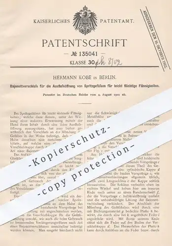 original Patent - Hermann Kobe , Berlin , 1901 , Bajonettverschluss für Flüssigkeits- Gefäße | Bajonett - Verschluss !!