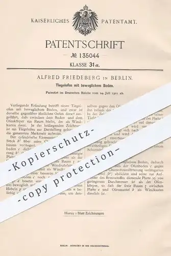 original Patent - Alfred Friedeberg , Berlin , 1901 , Tiegelofen mit beweglichem Boden , Ofen , Öfen , Ofenbauer !!!