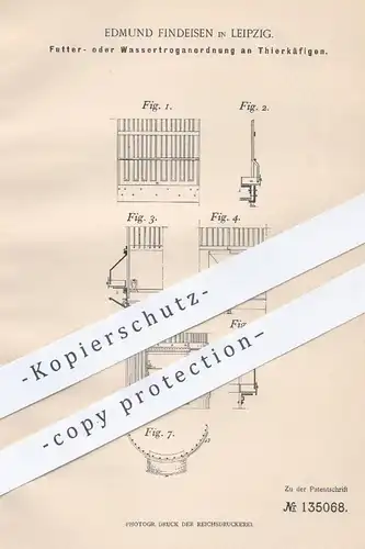 original Patent - Edmund Findeisen , Leipzig , 1901 , Futtertrog o. Wassertrog am Tierkäfig | Tierzucht , Tiere , Bauer