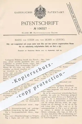 original Patent - Marie von Stein geb. von Horn . Leipzig , 1898 , Sitzmöbel , Liegemöbel | Sessel , Couch , Sofa , Bett