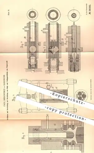 original Patent - Paul Hieronymus , Karlsruhe , 1885 , Hohl- & Vollgegenstände aus Papierstoff | Papier , Pappe , Karton